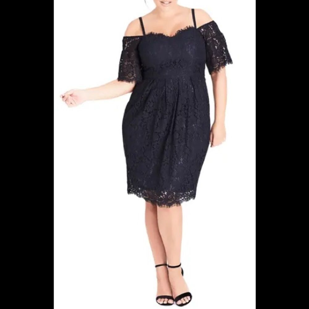 City Chic Amour Cold Shoulder Lace Sheath Dress